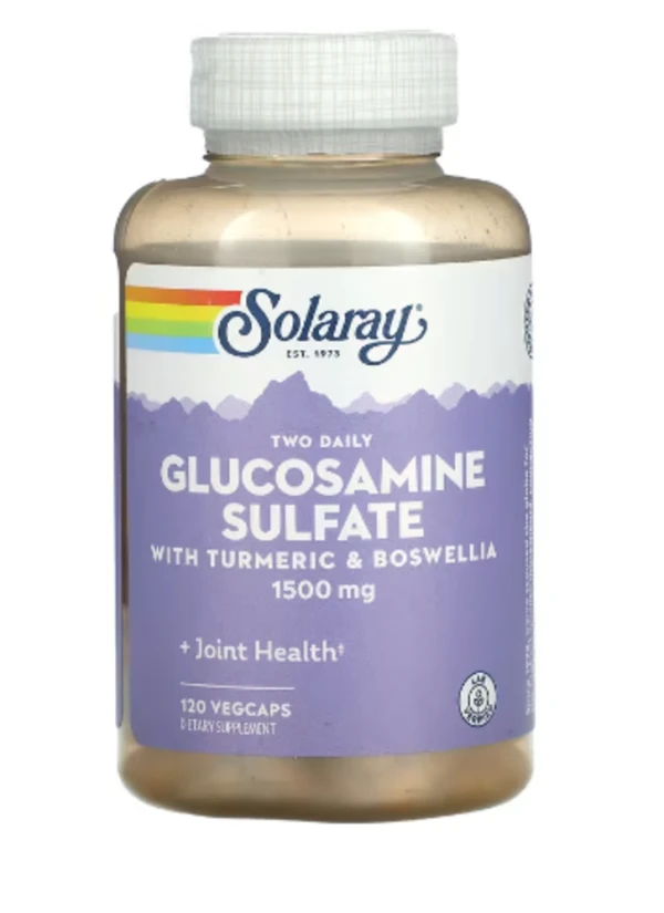 Solaray, Two Daily Glucosamine Sulfate with Turmeric & Boswellia, 1,500 mg, 120 VegCaps