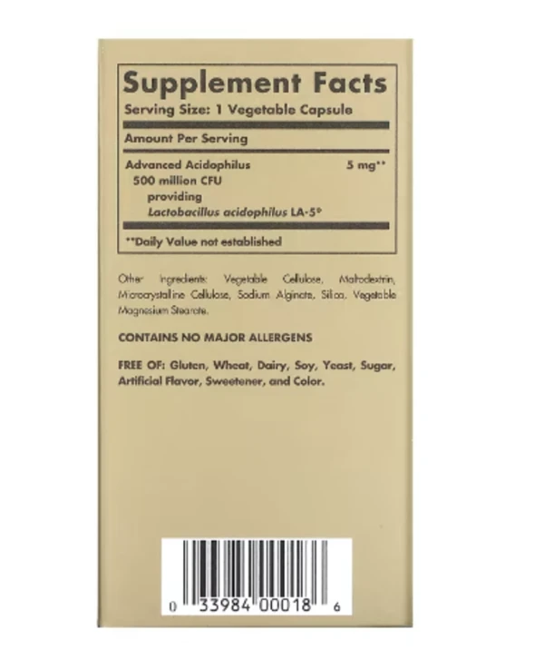 Solgar, Advanced Acidophilus, 100 Vegetable Capsules