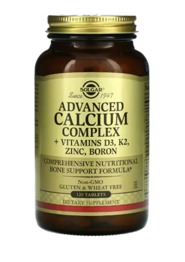 Solgar, Advanced Calcium Complex + Vitamins D3, K2, Zinc, Boron, 120 Tablets
