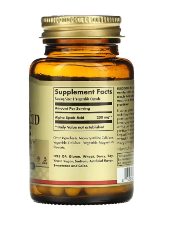Solgar, Alpha Lipoic Acid, 200 mg, 50 Vegetable Capsules