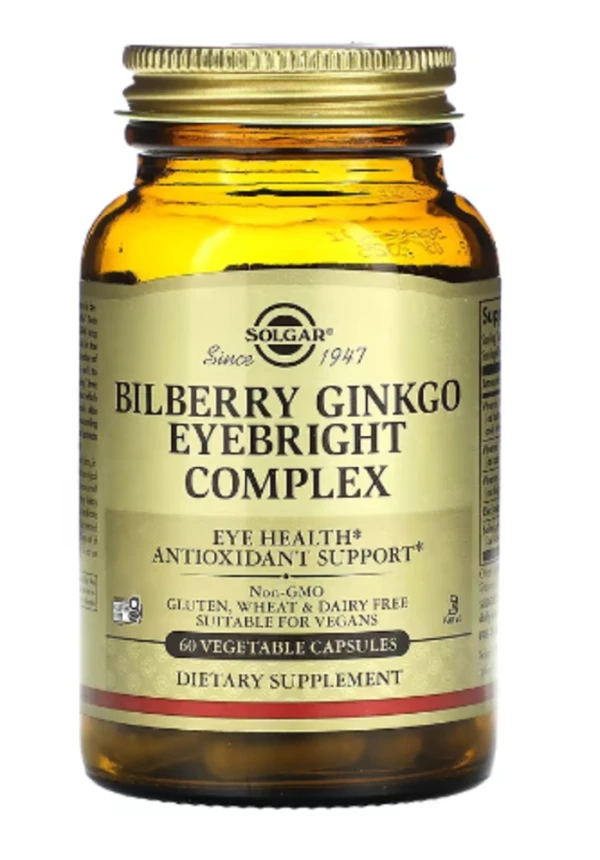 Solgar, Bilberry Ginkgo Eyebright Complex, 60 Vegetable Capsules