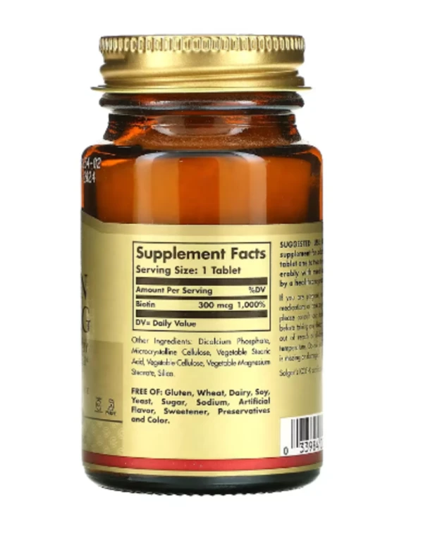 Solgar, Biotin, 300 mcg, 100 Tablets