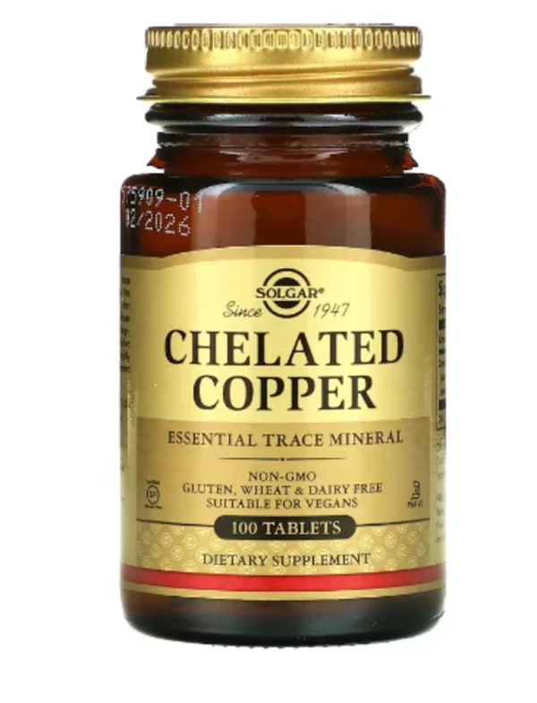 Solgar, Chelated Copper, 100 Tablets
