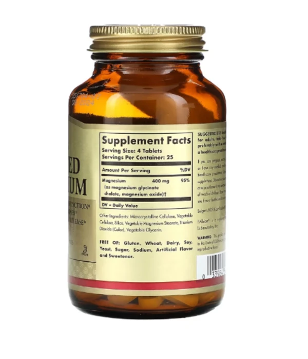 Solgar, Chelated Magnesium, 100 Tablets