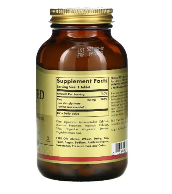 Solgar, Chelated Zinc, 250 Tablets