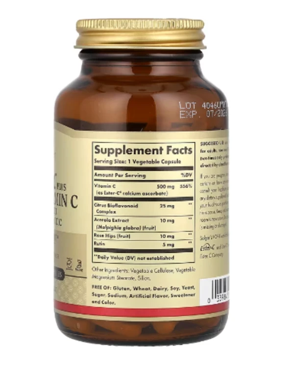 Solgar, Ester-C Plus, Vitamin C, 500 mg, 100 Vegetable Capsules