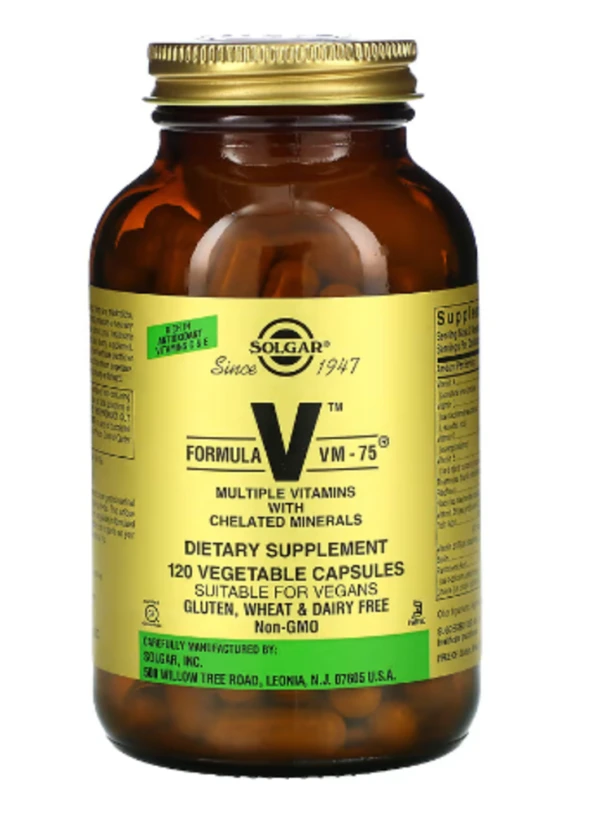Solgar, Formula V, VM-75, Multiple Vitamins with Chelated Minerals, 120 Vegetable Capsules