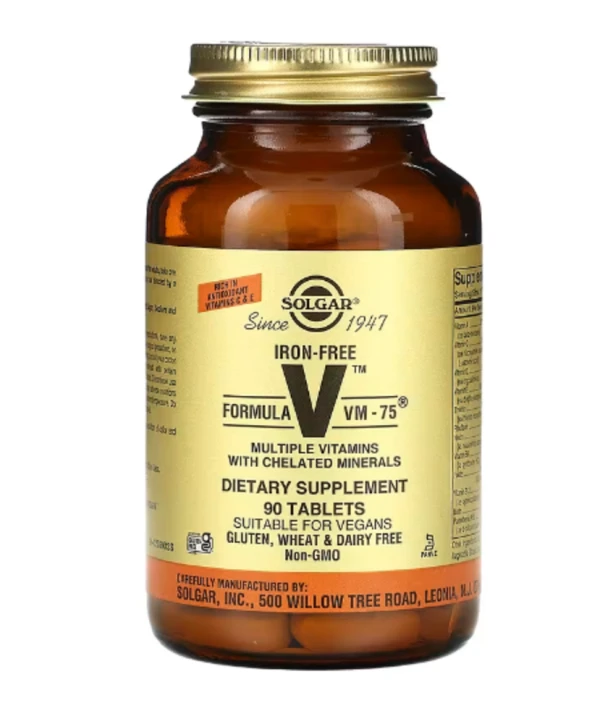 Solgar, Formula V, VM-75, Multiple Vitamins With Chelated Minerals, Iron-Free , 90 Tablets