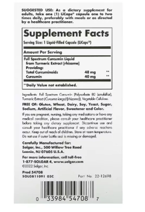 Solgar, Full Spectrum Curcumin, 90 LiCaps