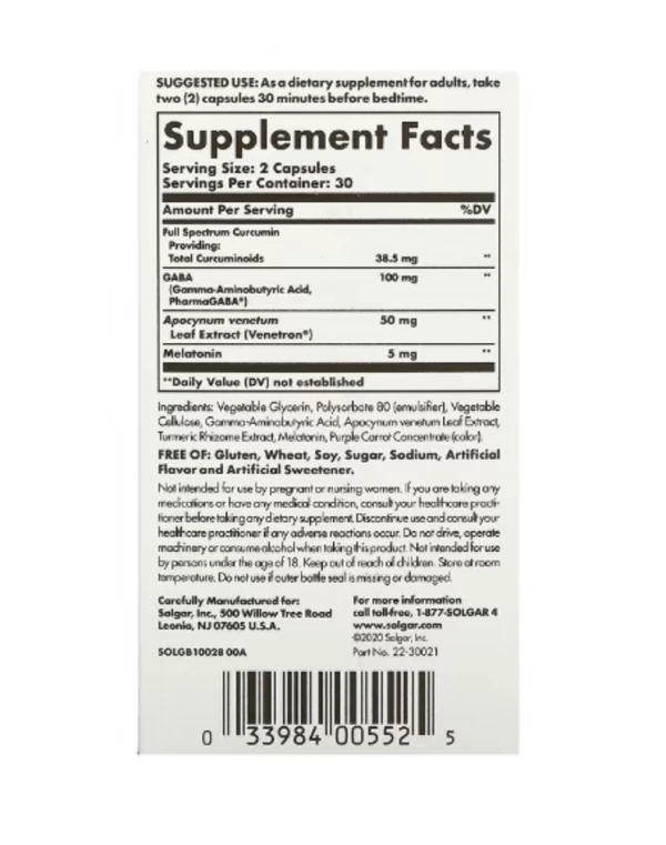 Solgar, Full Spectrum Curcumin, Sleep Ease, 60 Licaps