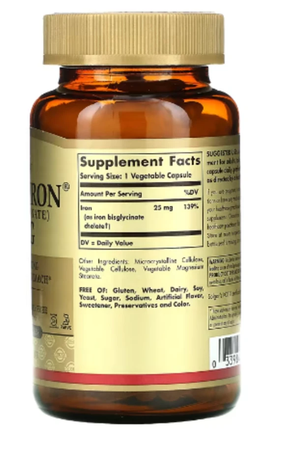 Solgar, Gentle Iron, 25 mg, 180 Vegetable Capsules