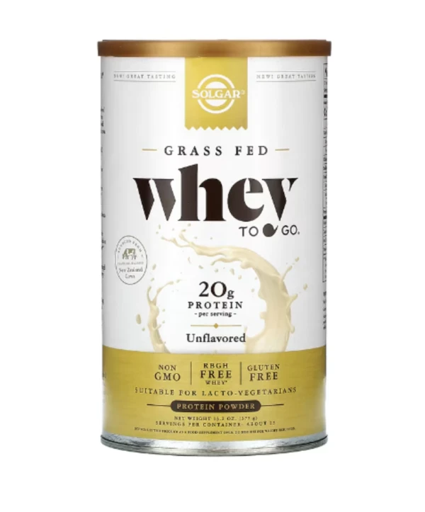 Solgar, Grass Fed, Whey To Go Protein Powder, Unflavored, 13.2 oz (377 g)
