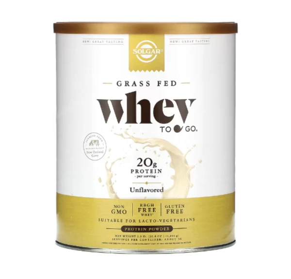 Solgar, Grass Fed, Whey To Go Protein Powder, Unflavored, 36.8 oz (1,044 g)
