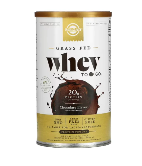 Solgar, Grass Fed Whey To Go, Whey Protein Powder, Chocolate, 13.2 oz (377 g)
