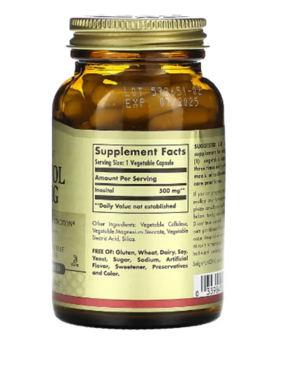 Solgar, Inositol, 500 mg, 100 Vegetable Capsules