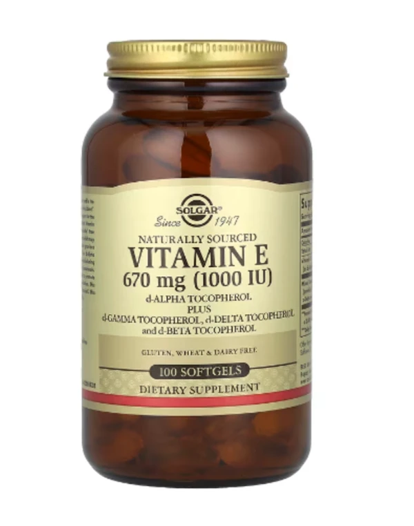 Solgar, Natural Source Vitamin E, 670 mg (1,000 IU), 100 Softgels