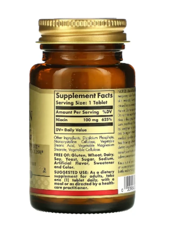 Solgar, Niacin (Vitamin B3), 100 mg, 100 Tablets