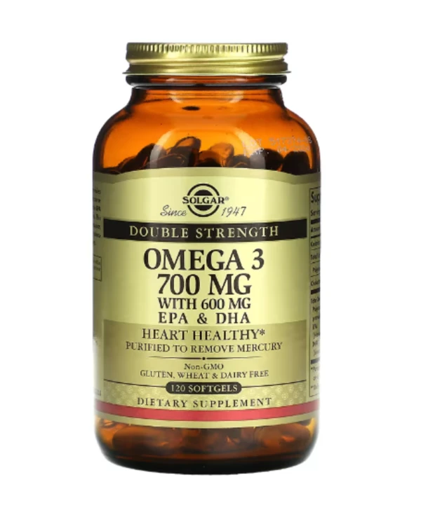 Solgar, Omega-3, EPA & DHA, Double Strength, 700 mg, 120 Softgels