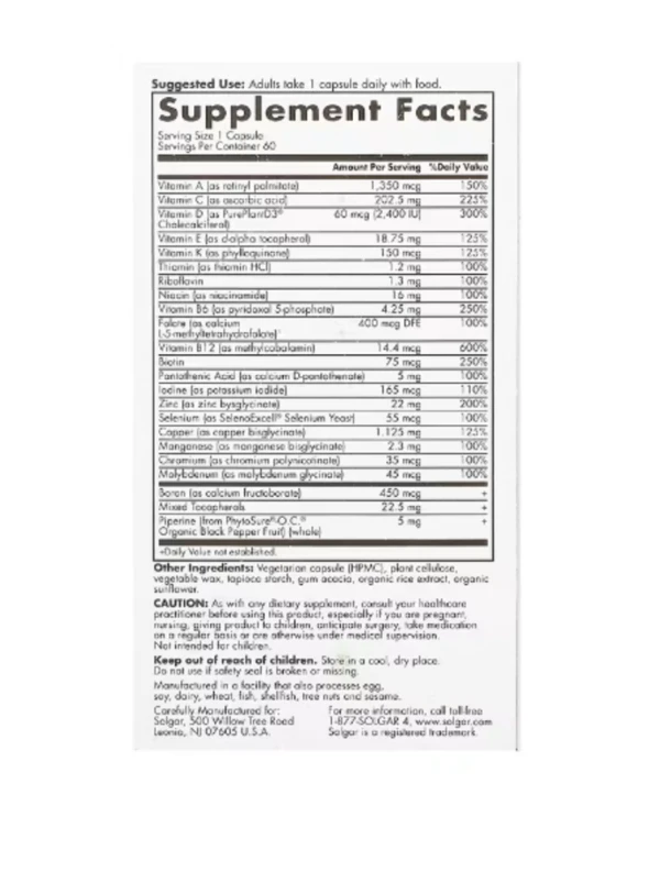 Solgar, One Daily Men's Multi 50+, 60 Capsules
