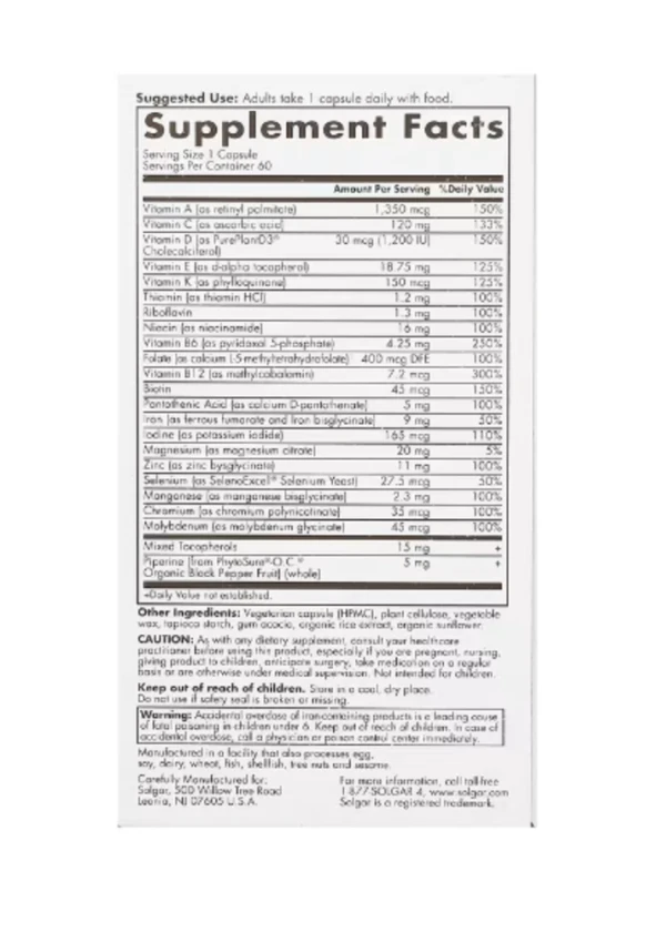 Solgar, One Daily Women's Multi, 60 Capsules