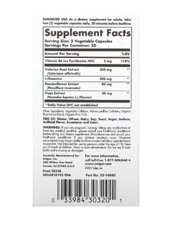 Solgar, Sleep & Stress Support, 60 Vegetable Capsules