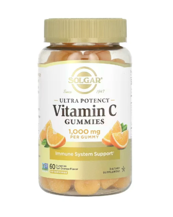 Solgar, Ultra Potency Vitamin C Gummies, Tart Orange, 1,000 mg, 60 Gummies