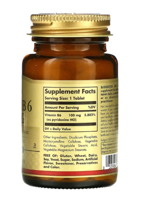 Solgar, Vitamin B6, 100 mg, 100 Tablets
