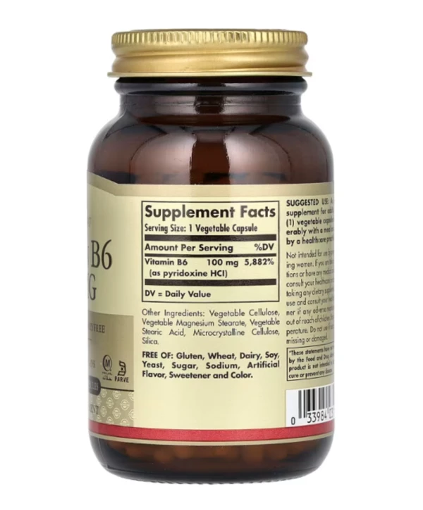 Solgar, Vitamin B6, 100 mg, 250 Vegetable Capsules