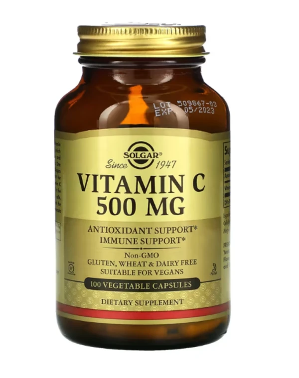 Solgar, Vitamin C, 500 mg, 100 Vegetable Capsules