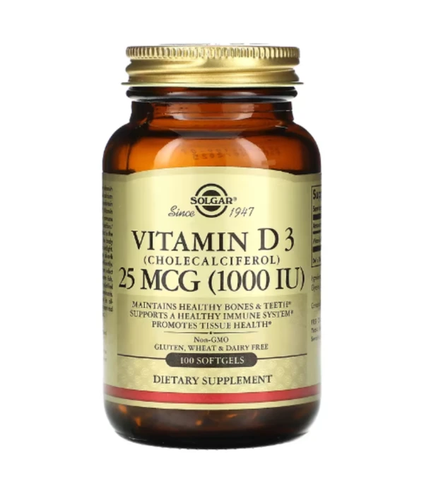 Solgar, Vitamin D 3 (Cholecalciferol), 25 mcg (1,000 IU), 100 Softgels