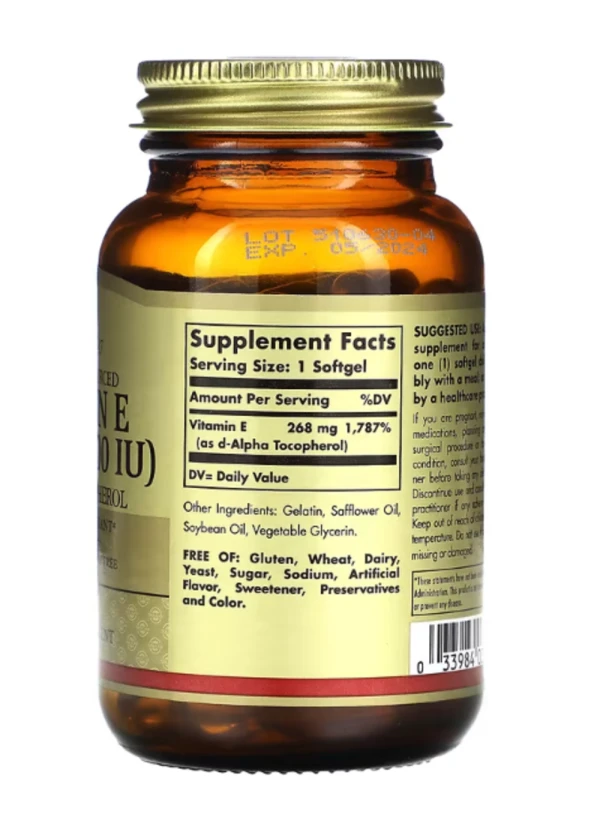 Solgar, Vitamin E, Naturally Sourced, 268 mg (400 IU), 100 Softgels