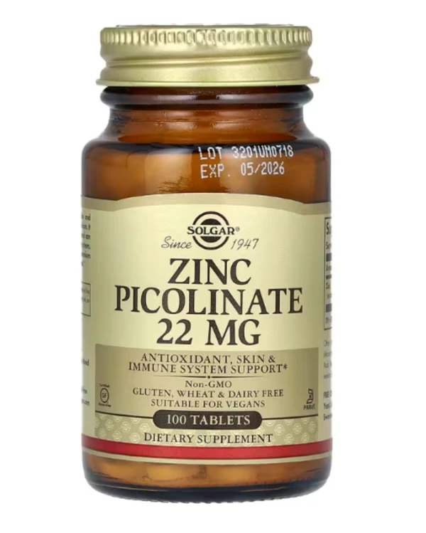 Solgar, Zinc Picolinate, 22 mg, 100 Tablets