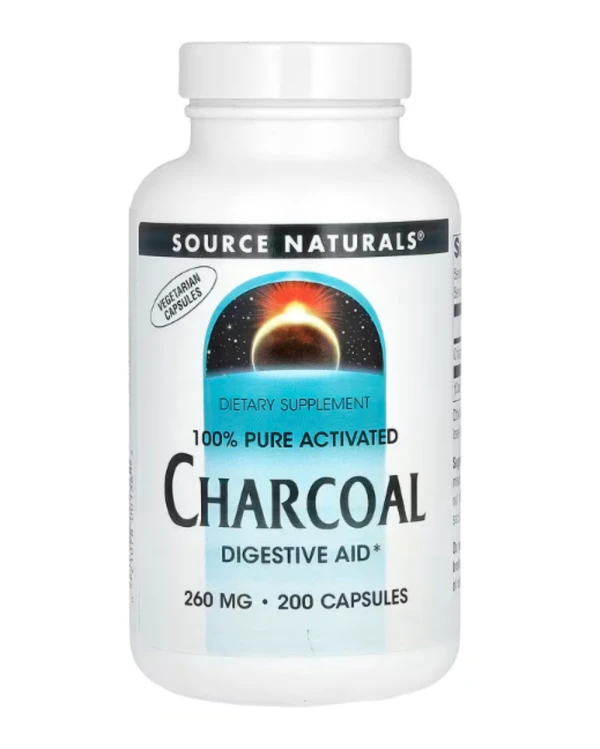 Source Naturals, 100% Pure Activated Charcoal, 260 mg, 200 Capsules