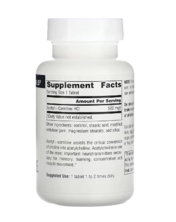 Source Naturals, Acetyl L-Carnitine, 500 mg, 60 Tablets