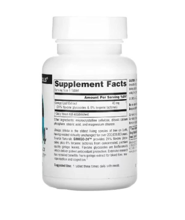 Source Naturals, Ginkgo-24, 40 mg, 120 Tablets