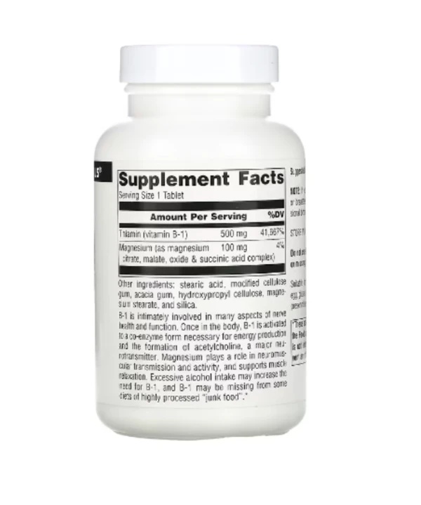 Source Naturals, High Potency B-1, 500 mg, 100 Tablets