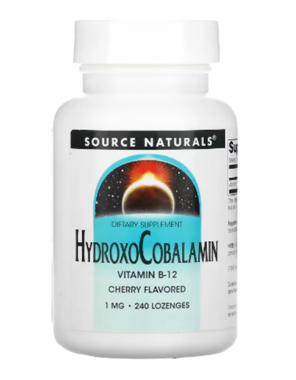 Source Naturals, HydroxoCobalamin, Vitamin B-12, Cherry, 1 mg, 240 Lozenge
