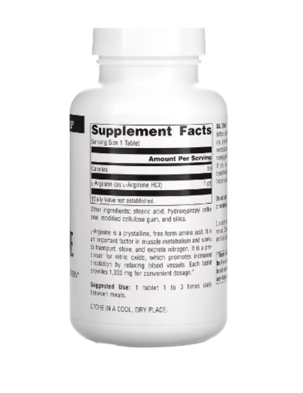 Source Naturals, L-Arginine, Free Form, 1,000 mg, 100 Tablets