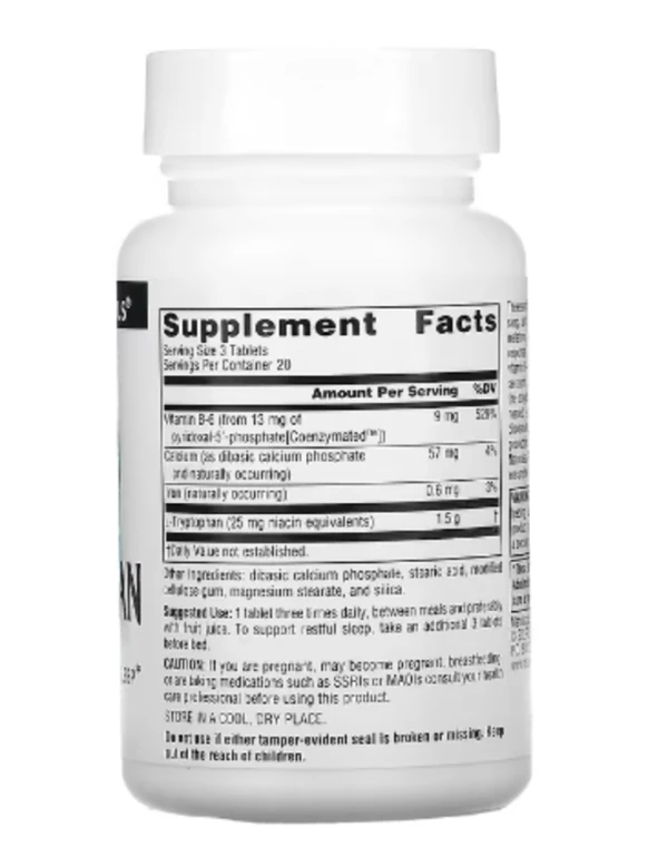 Source Naturals, L-Tryptophan with Coenzyme B-6, 500 mg, 60 Tablets