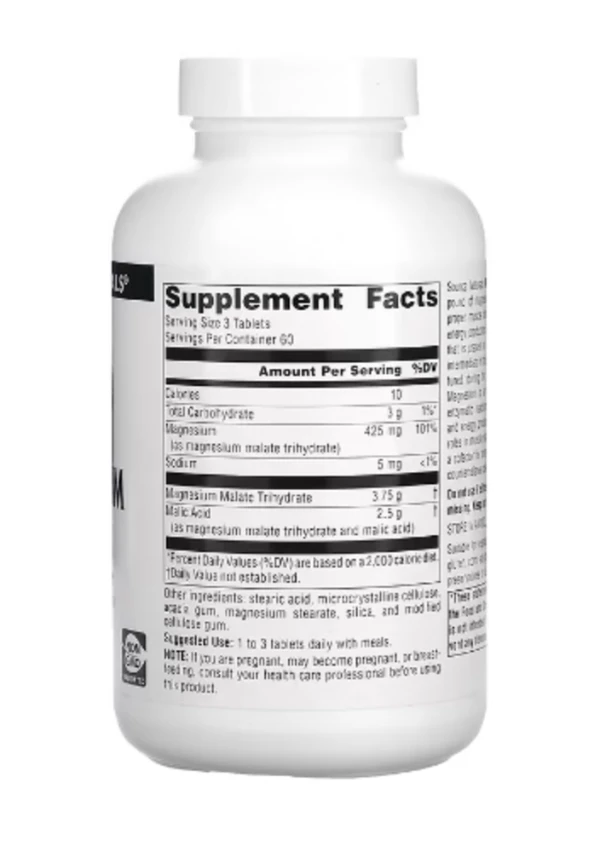 Source Naturals, Magnesium Malate, 3,750 mg, 180 Tablets (1,250 mg per Tablet)