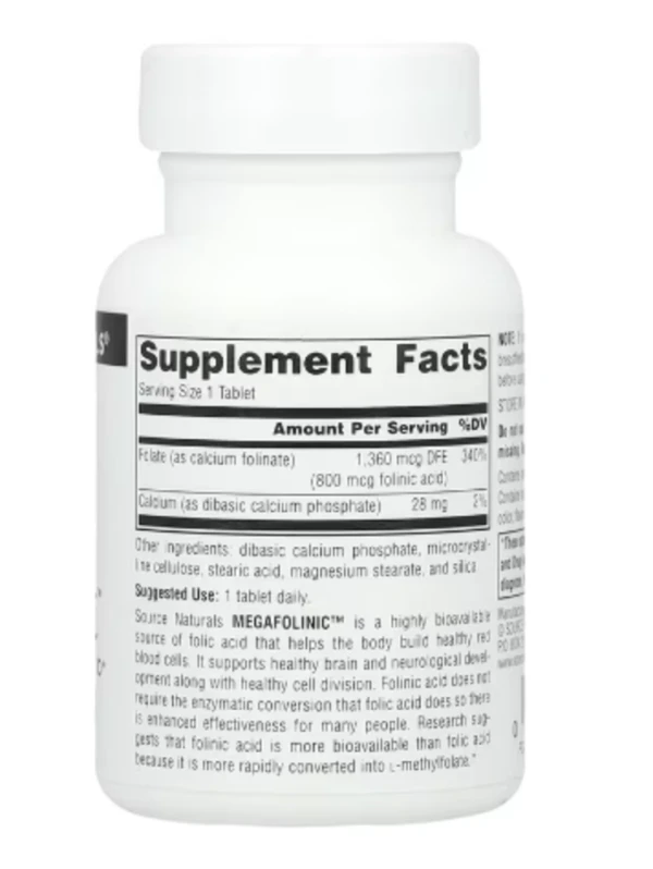 Source Naturals, MegaFolinic, 800 mcg, 120 Tablets