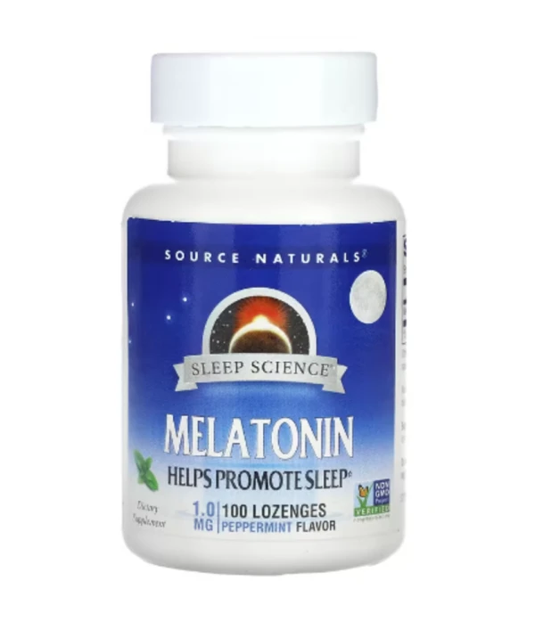 Source Naturals, Melatonin, Peppermint, 1 mg, 100 Lozenges