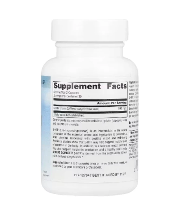 Source Naturals, Serene Science®, 5-HTP, 100 mg, 60 Capsules (50 mg per Capsule)
