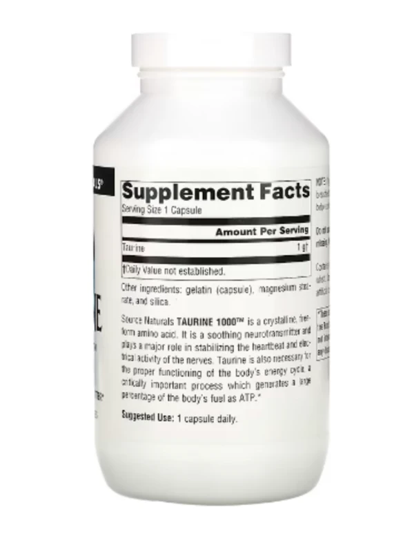 Source Naturals, Taurine 1000, 1,000 mg, 240 Capsules