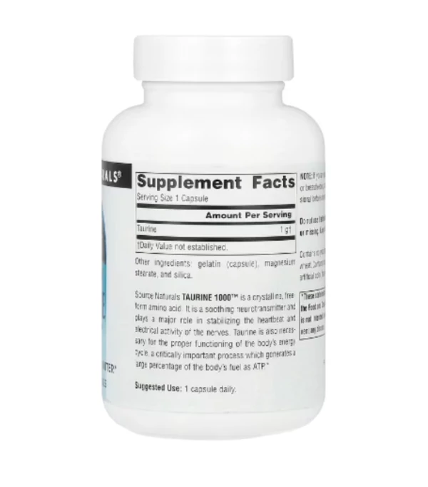 Source Naturals, Taurine 1000™, 1,000 mg, 60 Capsules