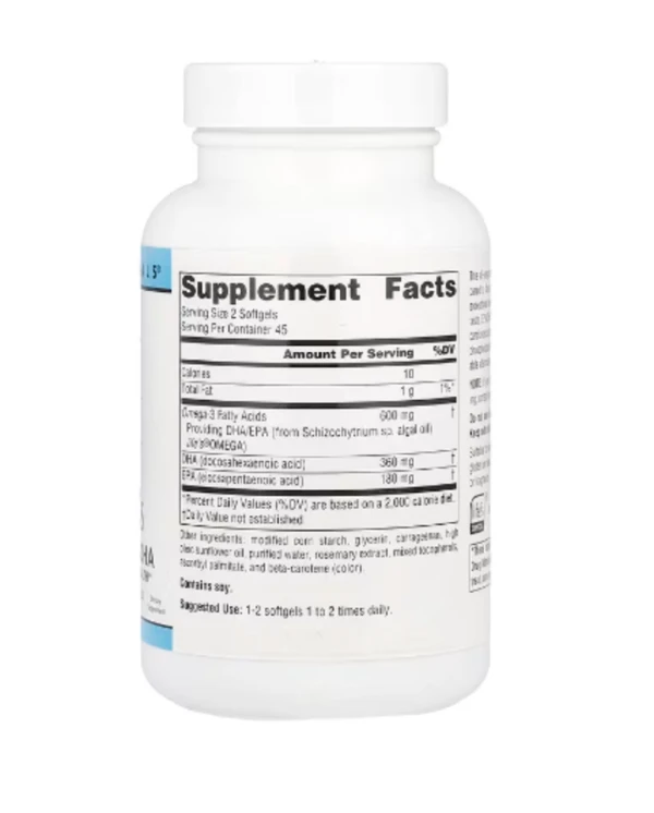 Source Naturals, Vegan Omega-3s, 600 mg, 90 Vegan Softgels (300 mg Per Capsule)