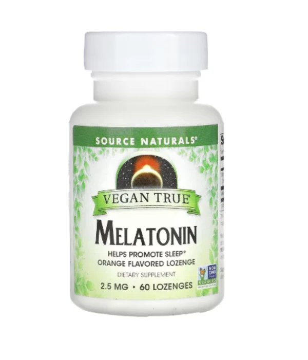 Source Naturals, Vegan True, Melatonin, Orange, 2.5 mg, 60 Lozenges