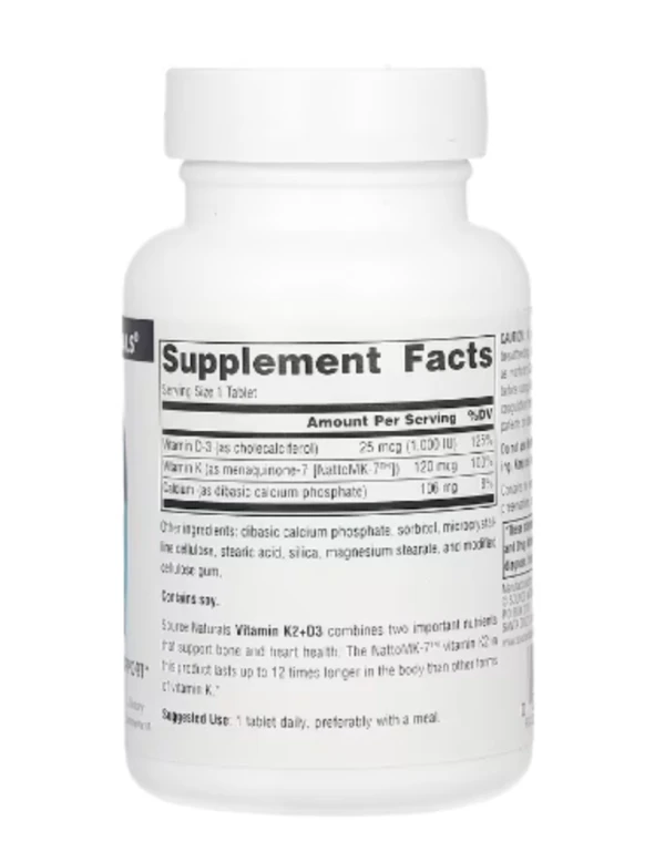 Source Naturals, Vitamin K2 + D3, 60 Tablets