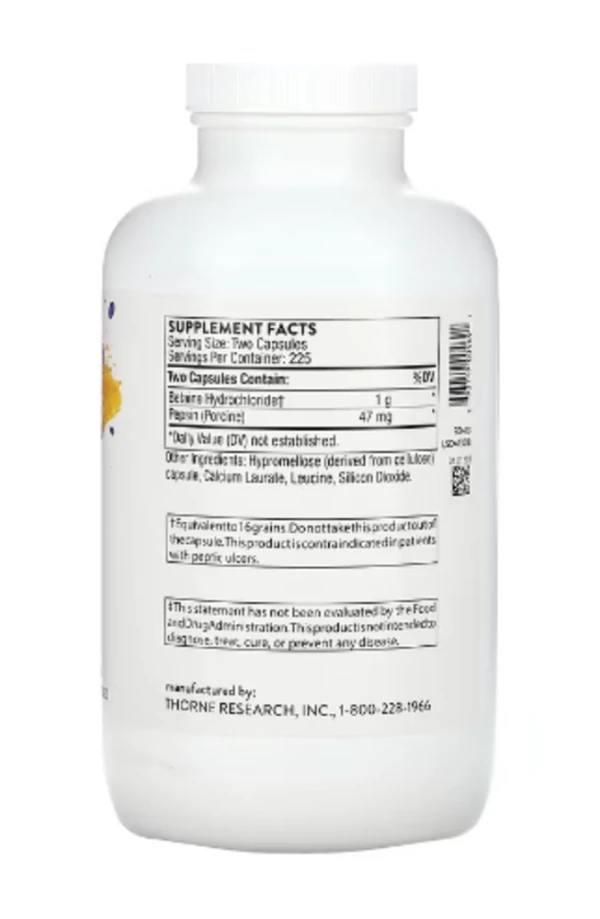 Thorne, Betaine HCL & Pepsin, 450 Capsules