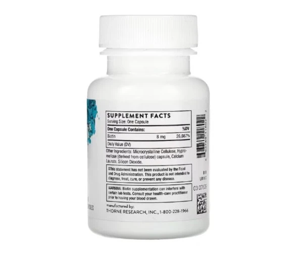 Thorne, Biotin, 8,000 mcg, 60 Capsules